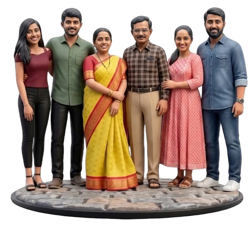 Custom 3D printed family miniature set
