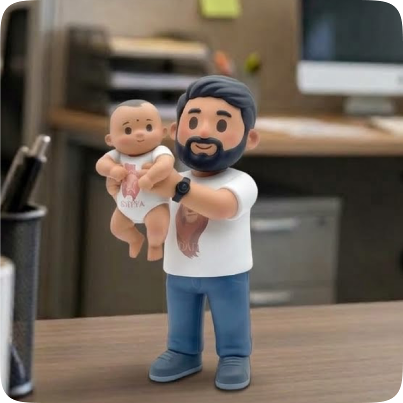 With the baby Bommalu figurine